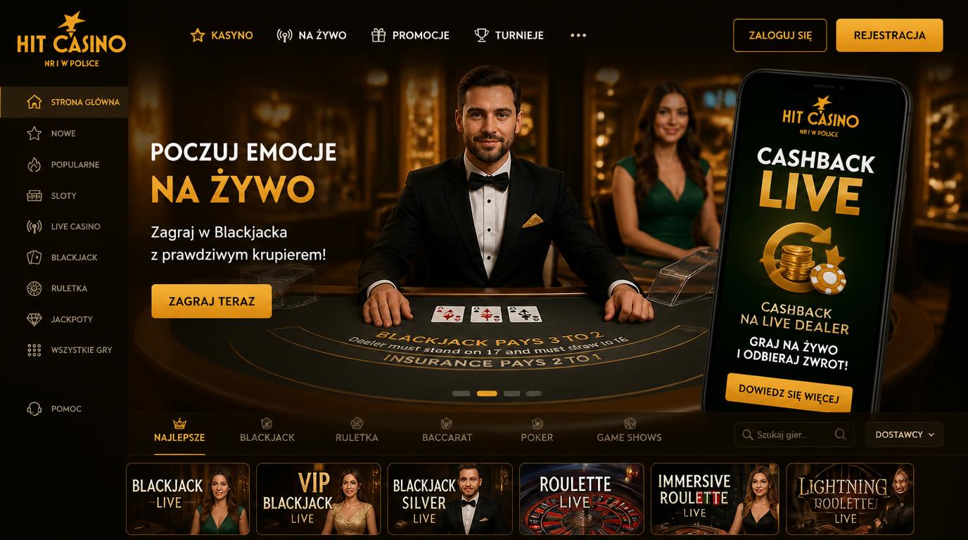 Elegancki stół Live Casino z dealerem i ofertą cashback w polskim języku